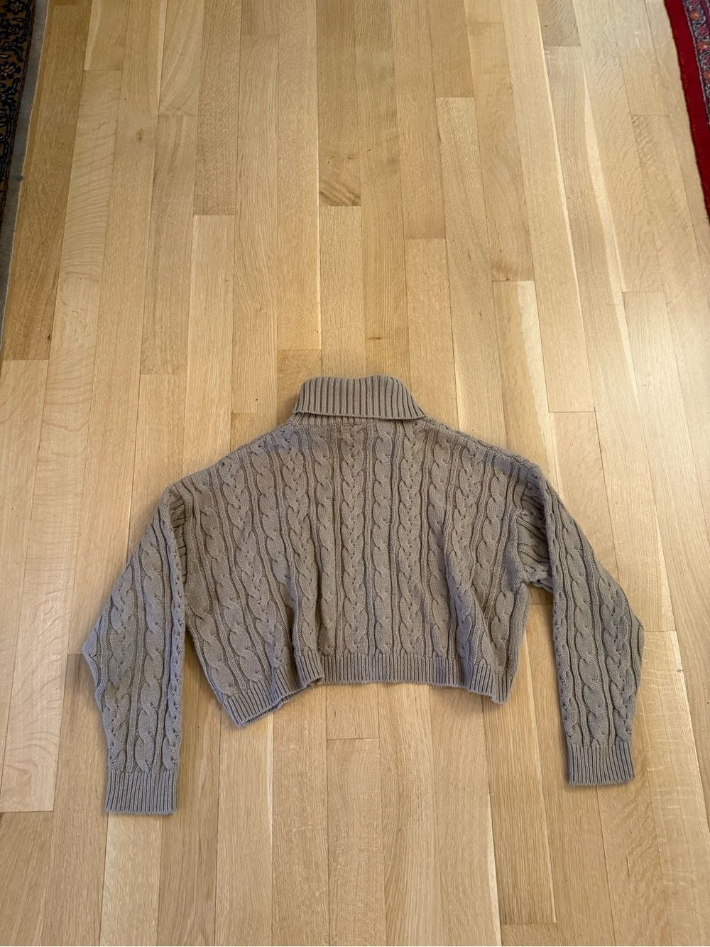 Cropped Cable Knit Women's Sweater - brown
